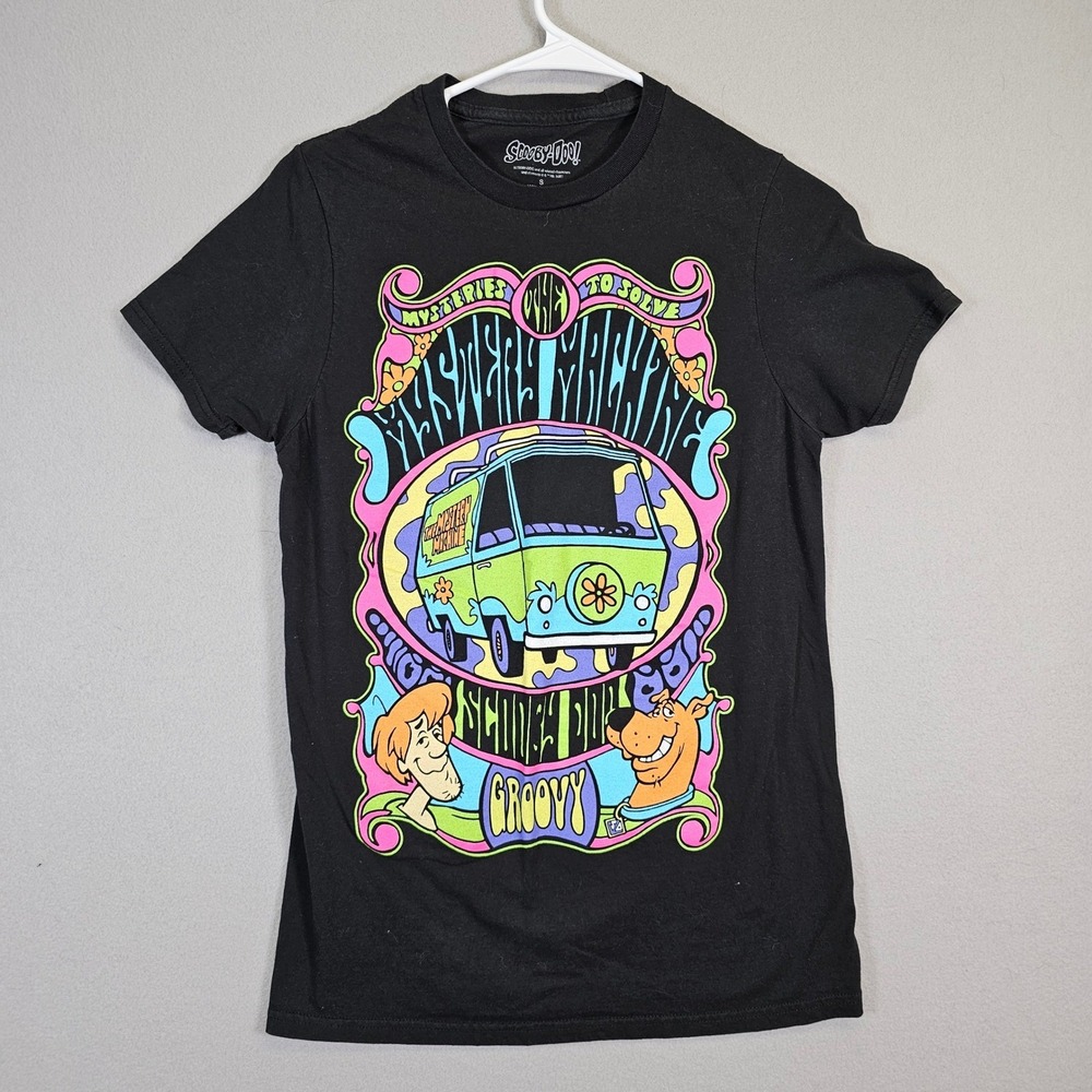 Scooby Doo Mystery Machine Graphic T Shirt Black Groovy Cartoon‎ Tee